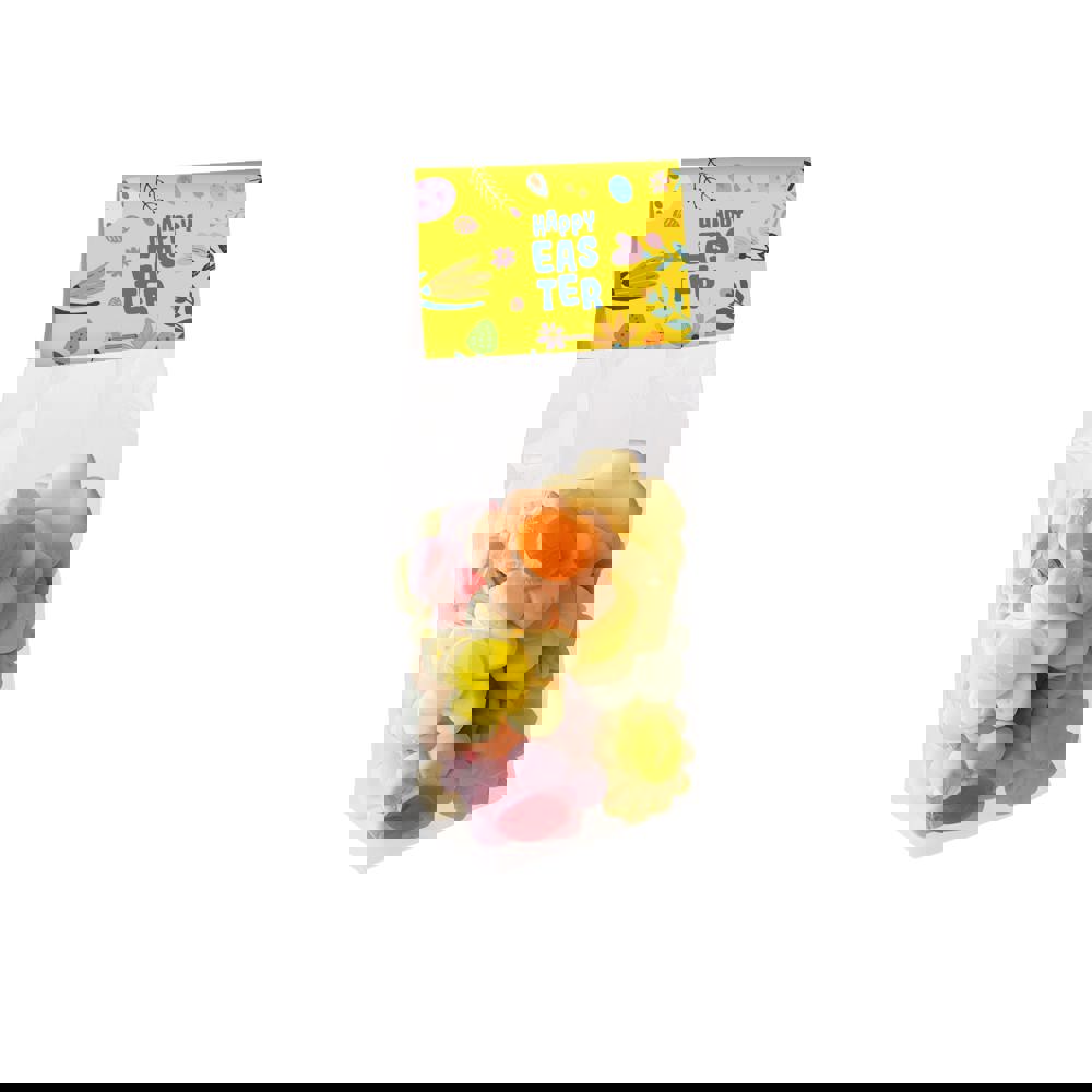 Blockbeutel mit Kopfkarte und 150 Gramm Süssigkeiten - Transparant/weiß